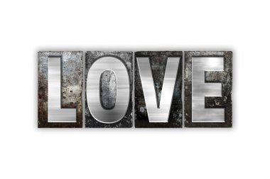 Aşk izole kavramı Metal Letterpress türü