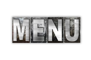 Menü izole kavramı Metal Letterpress türü