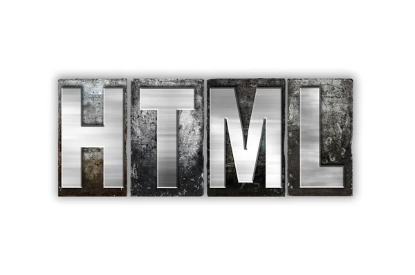 HTML Concept Isolated Metal Letterpress Type — Stock Photo, Image