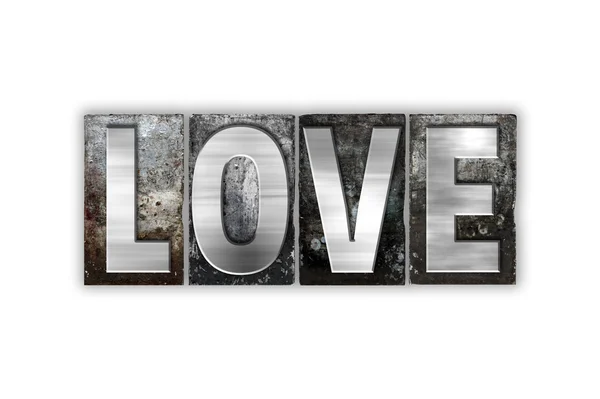 Love Concept Metallo isolato Letterpress Tipo — Foto Stock