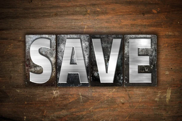 Save Concept Metal Letterpress Type — Stock Photo, Image