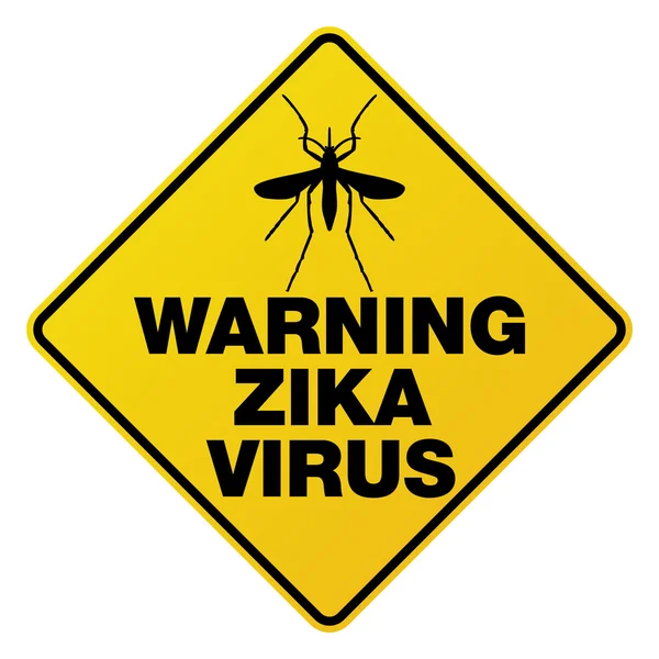 Signo de advertencia del virus del Zika amarillo Ilustración — Vector de stock