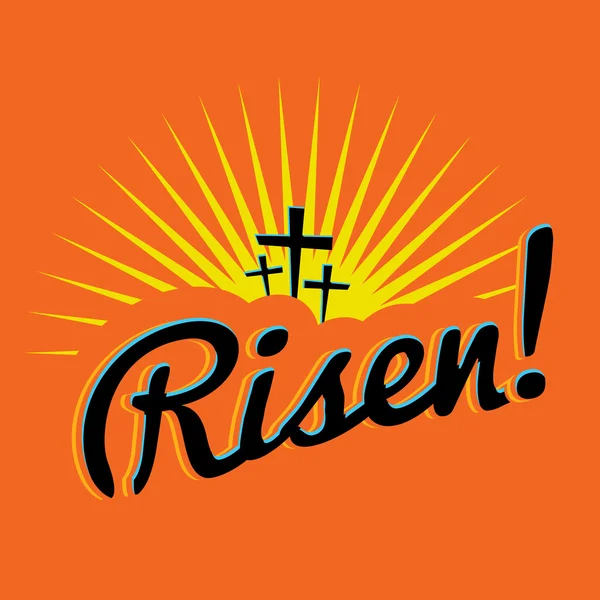 Risen Christian Easter Text Illustration — Stock Vector
