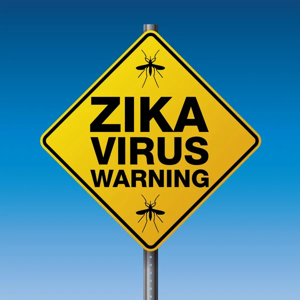 黄色のジカ ウイルス警告サイン イラスト — ストックベクタ