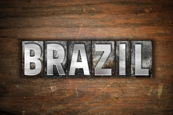 Brasil Concepto Metal Tipo de tipografía — Foto de Stock