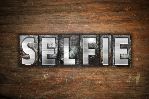 Selfie-Konzept Metallbuchdruck Typ — Stockfoto