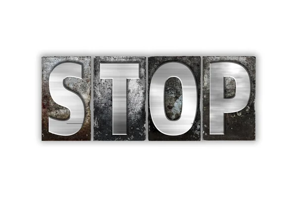 Stop Concept Isolated Metal Letterpress Tipo — Foto Stock