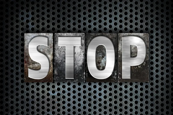 Stop Concept Metal Letterpress Type — Stock Photo, Image