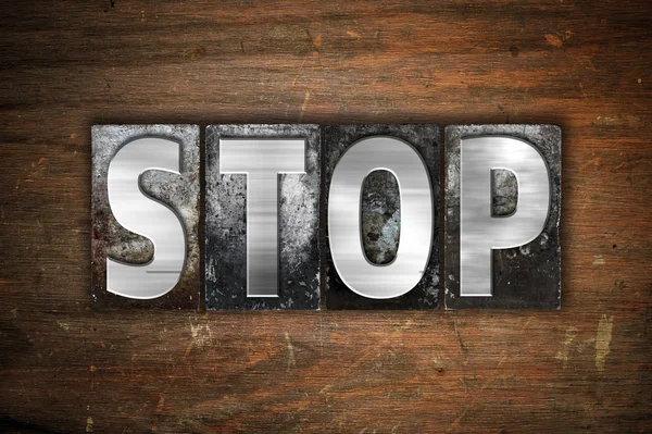 Stop Concept Metal Letterpress Tipo — Foto Stock