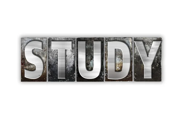 Study Concept Isolated Metal Letterpress Type — Stock Photo, Image