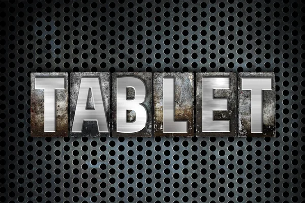 Concetto Tablet Metallo Letterpress Tipo — Foto Stock