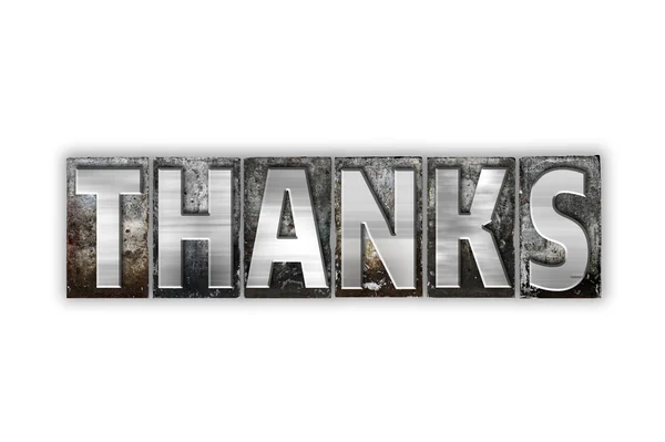 Thanks Concept Isolated Metal Letterpress Type — Stock Photo, Image