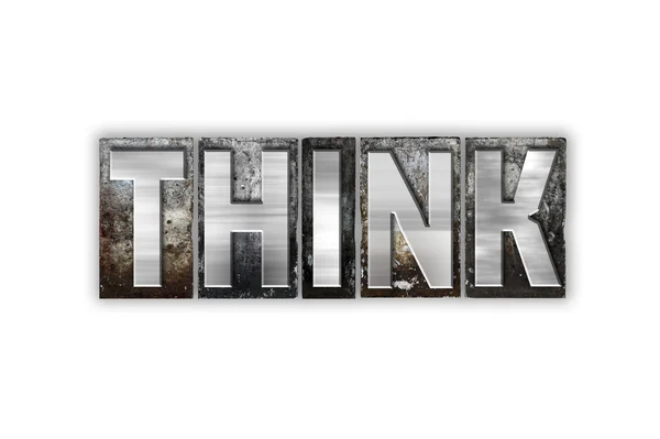 Think Concept Isolated Metal Letterpress Type — Stock Photo, Image