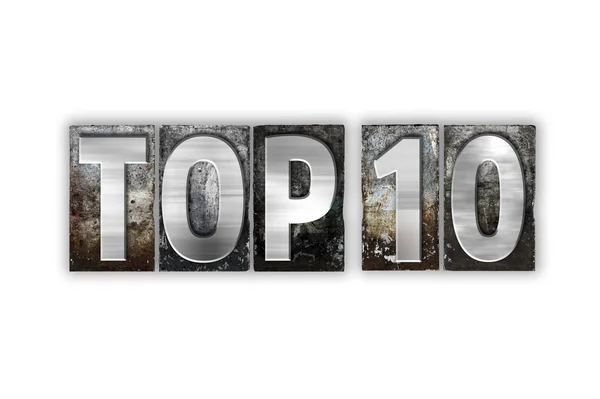 Top-10-Konzept isolierter Metallbuchdruck — Stockfoto