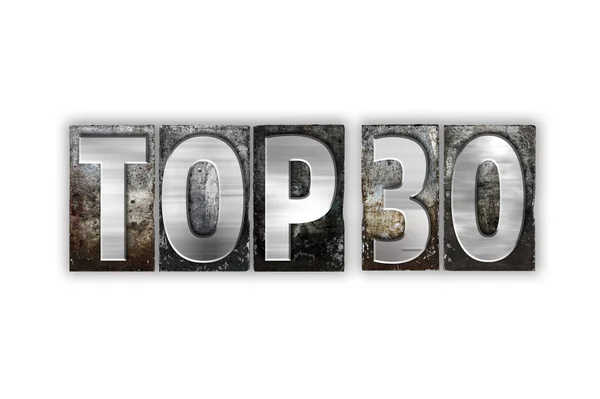 Top 30 Concepto de metal aislado Tipo de tipografía — Foto de Stock