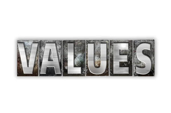 Values Concept Isolated Metal Letterpress Type — Stock Photo, Image