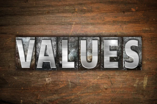 Values Concept Metal Letterpress Type — Stock Photo, Image