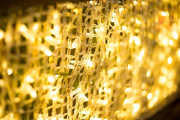 Luzes Amarelas Guirlandas Natal Ano Novo — Fotografia de Stock