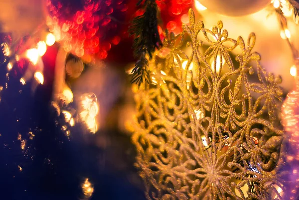 Natal Brinquedo Abeto Árvore Fundo Desfocado — Fotografia de Stock