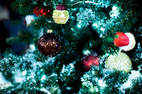 Boldog Évet Boldog Karácsonyi Hátteret Fenyő Ágak Játékok Koszorúk — Stock Fotó
