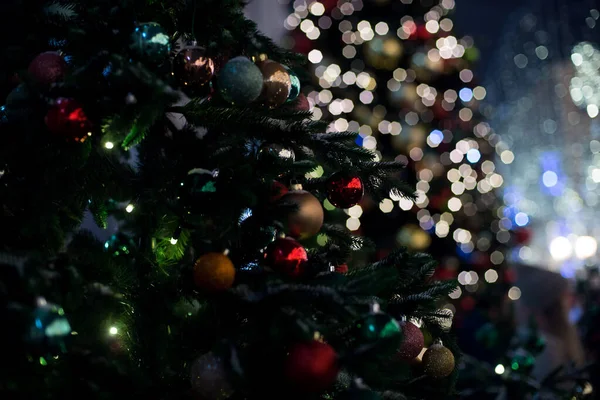 Felice Anno Nuovo Buon Natale Sfondo Con Rami Abete Giocattoli — Foto Stock