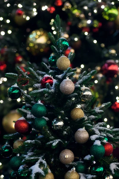 Felice Anno Nuovo Buon Natale Sfondo Con Rami Abete Giocattoli — Foto Stock