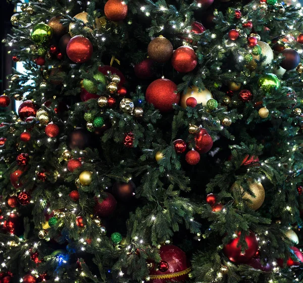 Bonne Année Joyeux Fond Noël Avec Branches Sapin Jouets Guirlandes — Photo