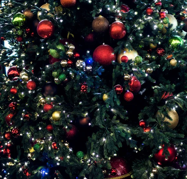 Boldog Évet Boldog Karácsonyi Hátteret Fenyőágakkal Játékokkal Koszorúkkal Karácsonykor — Stock Fotó