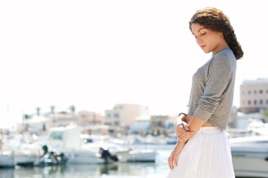 woman standing and relaxing