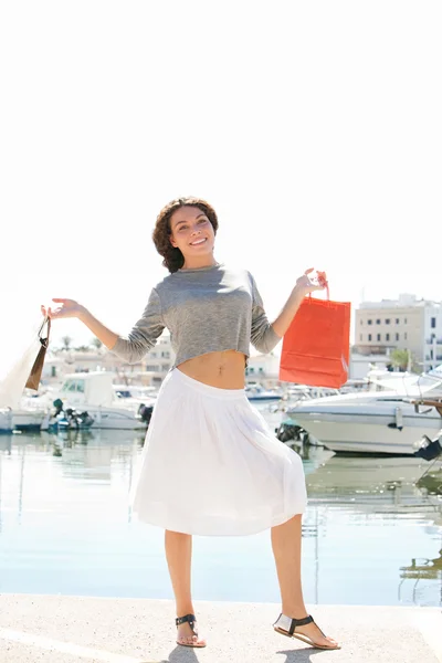 Woman with shopping bags — Stock Photo, Image