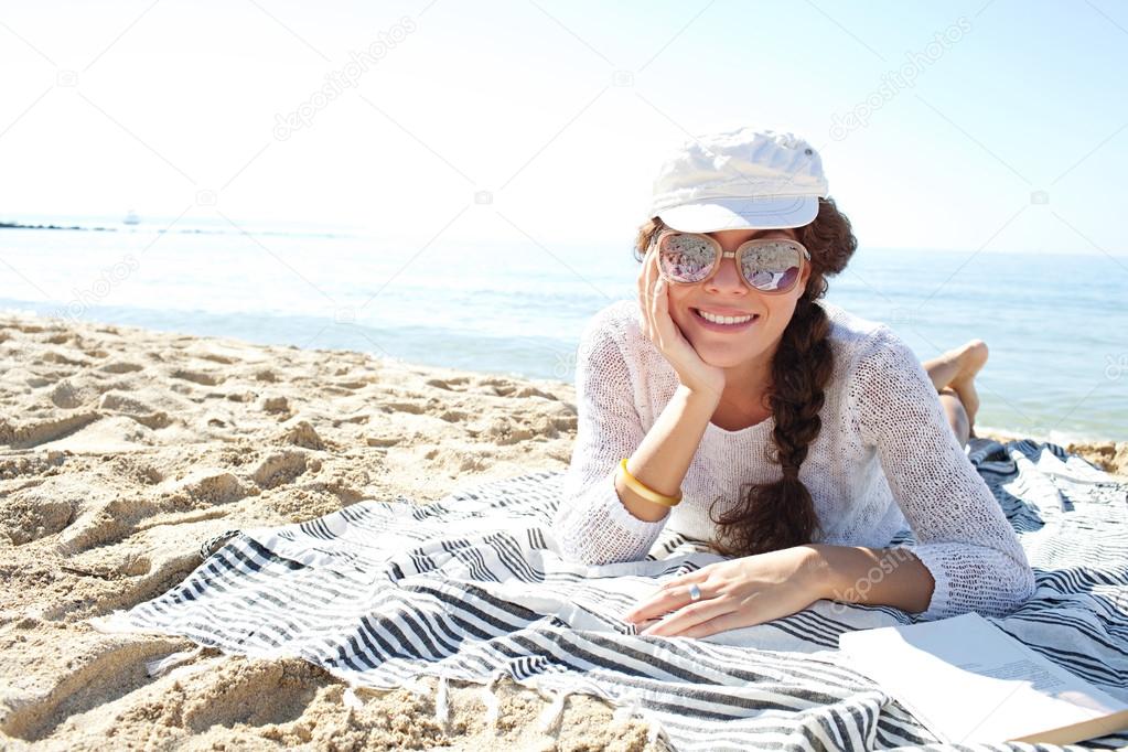 woman relaxing on a beach