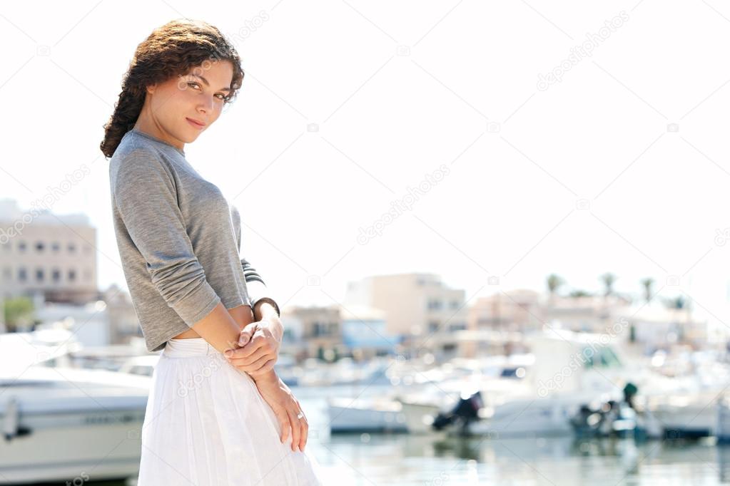 woman standing and relaxing