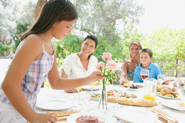 Family on a holiday in a summer home — Stock Photo, Image