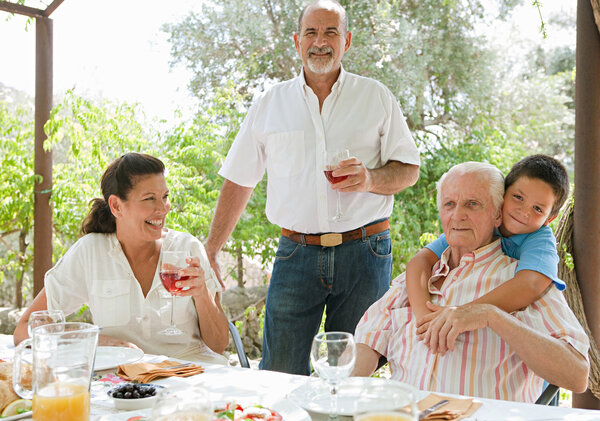 family on a holiday in a summer home