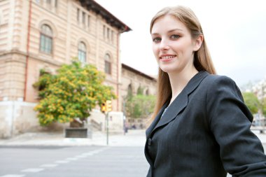 business woman in a classic city