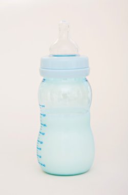 blue glass baby bottle