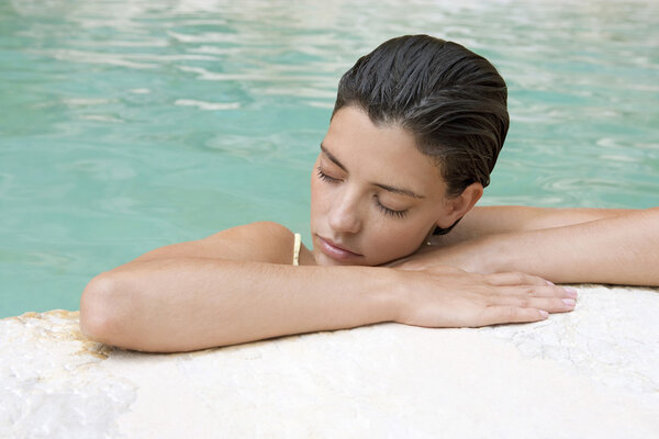 woman in a spa swimming pool