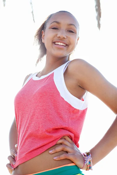 Teenager girl relaxing from doing sport — Stockfoto