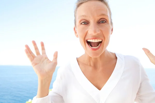 Portrait of happy and joyful woman — Stock Photo, Image