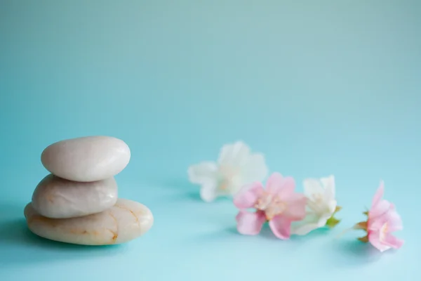 Pilha de pedras brancas lisas naturais balanceamento — Fotografia de Stock