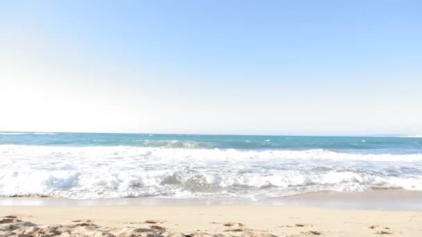 Vrouw joggen langs een strand kust — Stockvideo