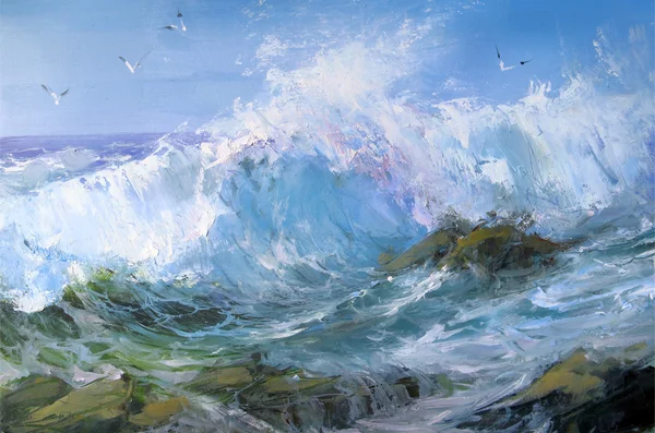 Surf. Olieverf schilderij. — Stockfoto