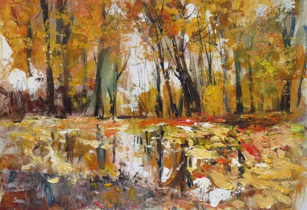 Herbstpark Malerei Nach Dem Regen — Stockfoto
