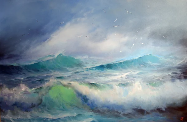 Måsarna. Havet målning. — Stockfoto