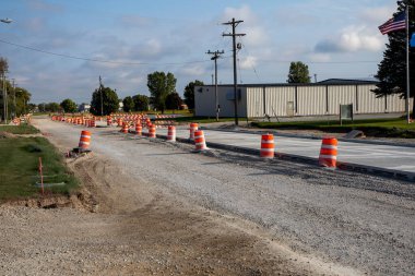 Manitowoc, WI USA 19 Eylül 2021: yeni bir yol inşaatı