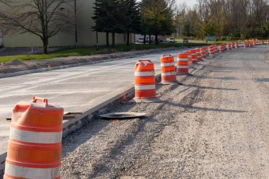 Manitowoc, WI USA 19 Eylül 2021: yeni bir yol inşaatı