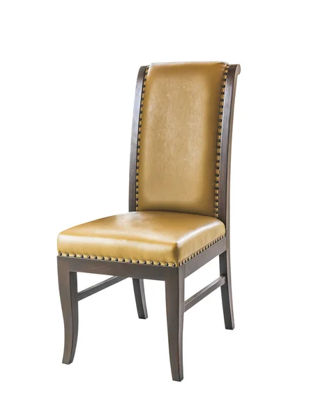 Chaise en cuir marron sur blanc — Photo