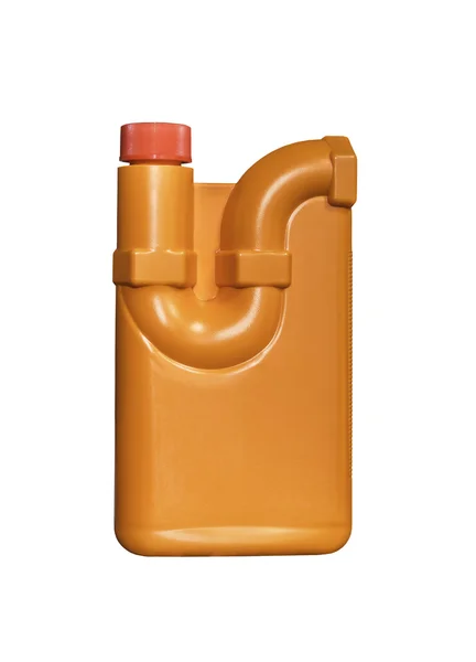 Orange plastic bottle drain cleaner — Stock Photo, Image