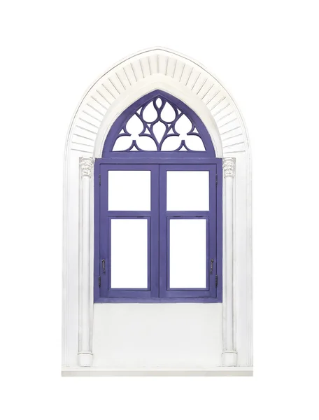 Niebieski klasyczne okno ramki na białym tle — Zdjęcie stockowe