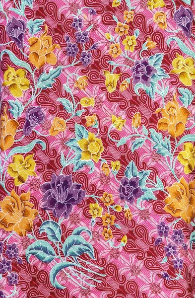 Pattern flowers on batik fablic — Stock Photo, Image